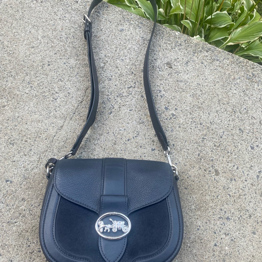 Coach Navy Crossbody Bag with Silver Hardware